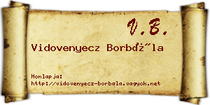 Vidovenyecz Borbála névjegykártya